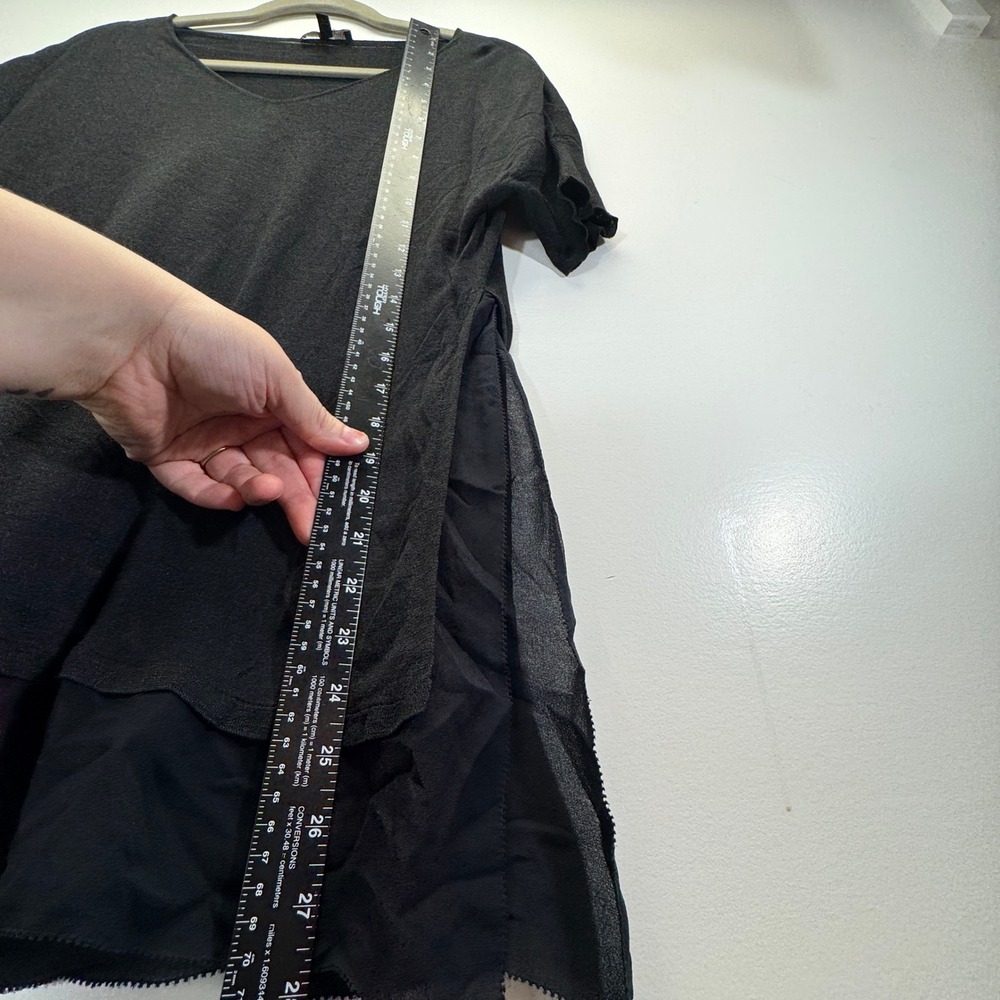Eileen Fisher‎ Silk Georgette VNeck SizeS Black Sheer Whimsigoth Grunge - Picture 9 of 15